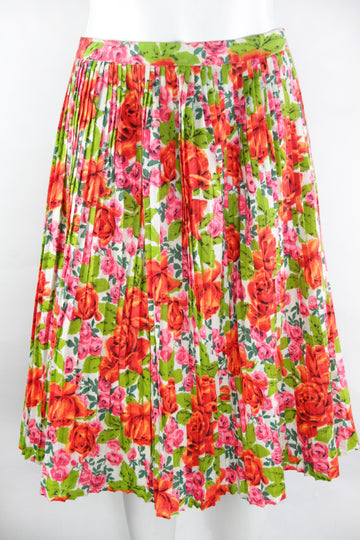 Vintage 50s Rose Pleated Skirt -  M