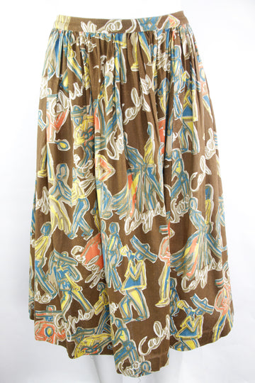 Vintage 50s Calypso Dancers Printed Skirt -