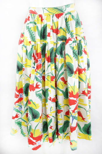 Vintage 50s Koicarpe Print Skirt - S