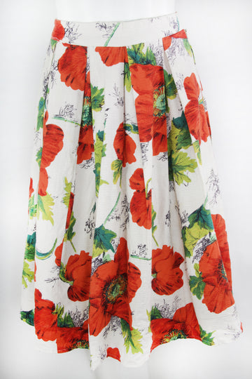 Vintage 50s Popy Print Skirt - S