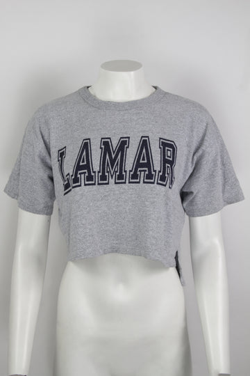 Vintage 80s Champion Marl Crop Top Lamar University -  L