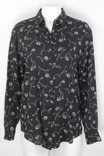 Vintage 90s long Sleeved Viscose Blouse - M