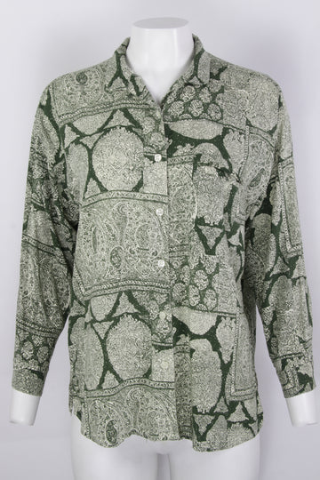 Vintage 90s Long Sleeved Viscose Blouse - S