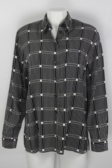 Vintage 90s Long Sleeved Viscose Blouse - S