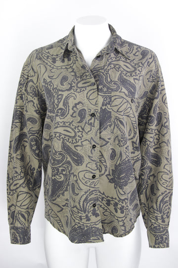 Vintage 90s Oversized Paisley Silk Blouse - M