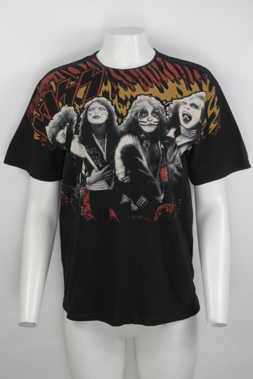 Vintage All Over Print KISS T-shirt - M