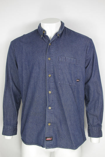 Vintage Dickies Button Down Collar Denim Shirt - L