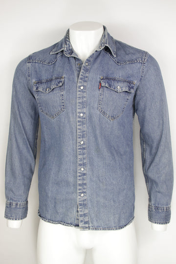 Vintage Levi's Blue Modern Fit Western Pop Stud Style Denim Shirt - M