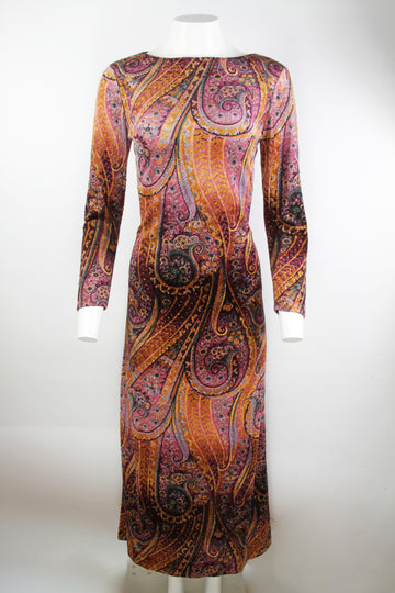 Vintage 70s Velvet  Maxi Dress - M