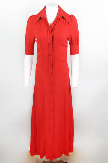 Vintage 1970s Ossie Clark Moss Crepe Maxi Dress - S