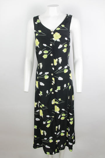 Vintage 90s Rayon Flower Dress - M