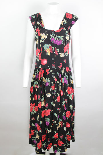 Vintage 90s Rayon Flower Dress - M