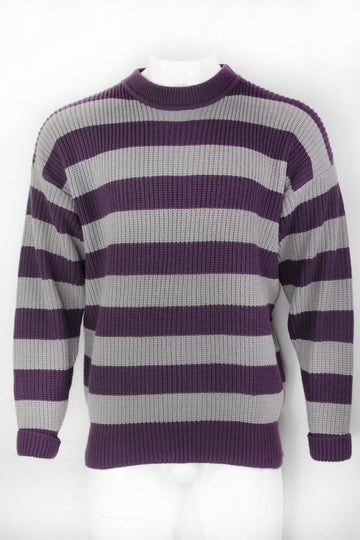 Vintage Striped Chunky Knitted Sweater - XL