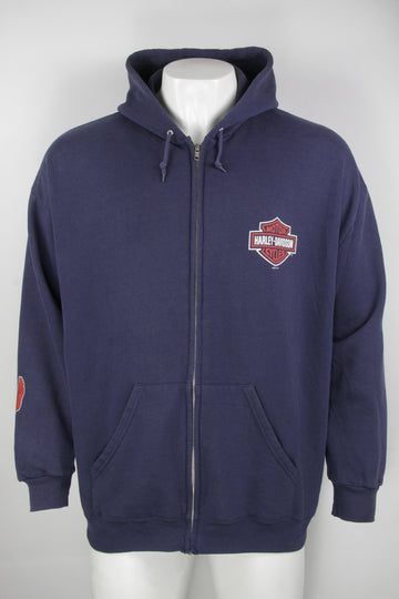 Vintage Harley Davidson Zip Through Hoodie - XL