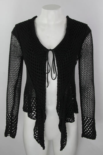 Vintage Ladies Crochet Waterfall Cardigan - M