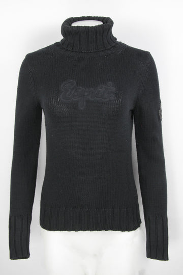 LY2KS0000012 Vintage Y2k Black Esprit Polo Neck Logo Sweater - M