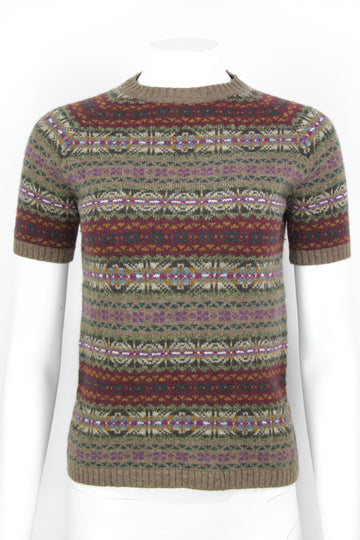 Vintage Y2K Short Sleeved Fairisle Scapa Originals Knit - S