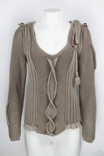 Vintage Y2K Dusky Beige Textured Knit Sweater&nbsp; - M