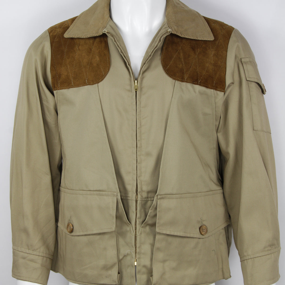 Vintage Orvis Canvas Hunting Jacket With Suede Shoulder Pads - M 