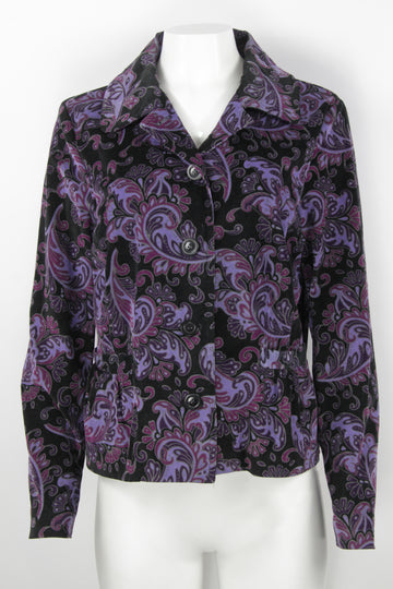 Vintage Y2k Psychadelic Pattern Cord Jacket - S