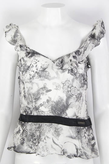 Vintage Y2k Galliano Sheer Silk Blouse - M