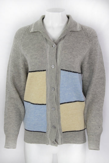 Vintage 50s Block Colour Lambs Wool Cardigan - S/M