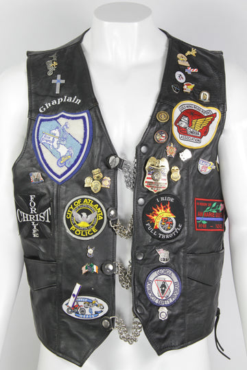 Vintage Leather Biker MC Vest  - XL