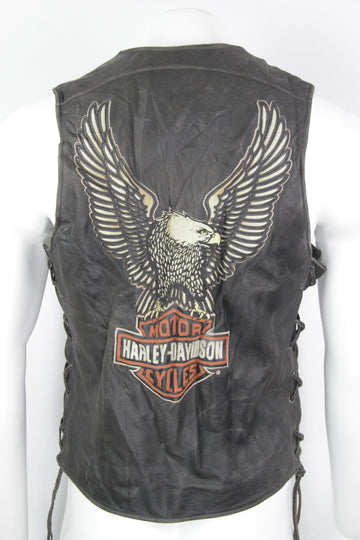 Vintage Harley Davidson Leather Biker Vest - M