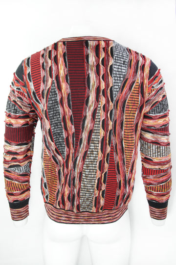 Vintage Coogi Style Textural Colourful Sweater - L