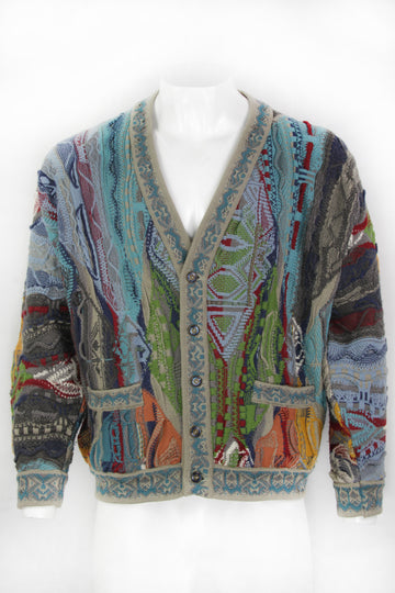 Vintage Coogi Textural Patterned Cardigan - M