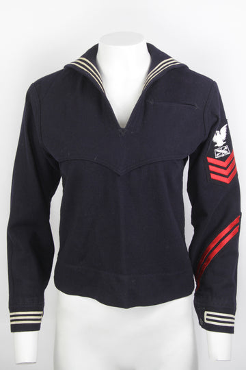 Vintage 60s US Navy Gaberdine Wool Sailors Smock - XS