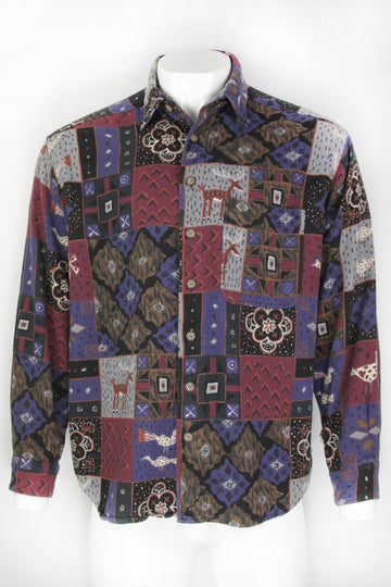 Vintage 90s Patterned Flannel Shirt - XL