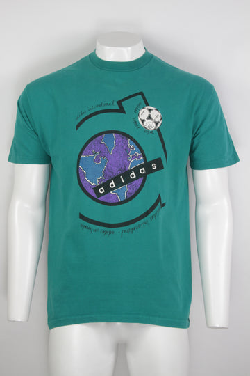 Vintage 90s Adidas International USA 'Soccer' Football Single Stitch T-shirt  - L