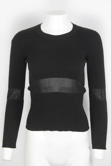 Vintage Sonia Rykiel Paris Ribbed Sweater With Sheer Band - S - Made In Italy