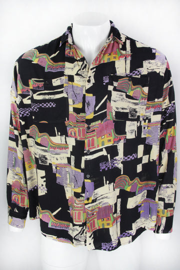 Vintage 90s Patterned Long Sleeved Shirt - XL