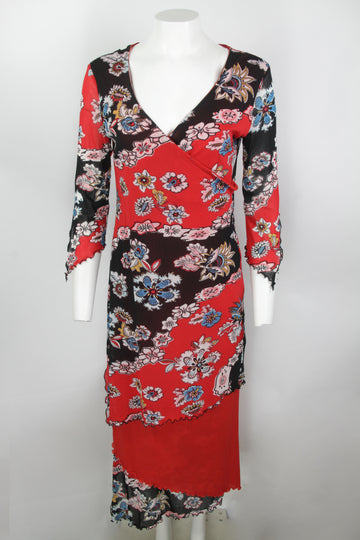 Vintage Kenzo Y2k Baby Lock Wrap Mesh Dress - M