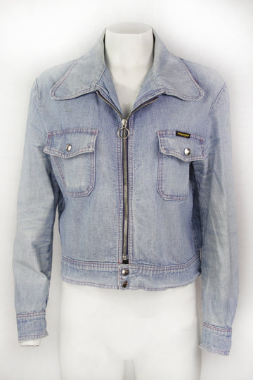 Vintage 70s Wrangler Dog Ear Collar Zip Denim Jacket  - M