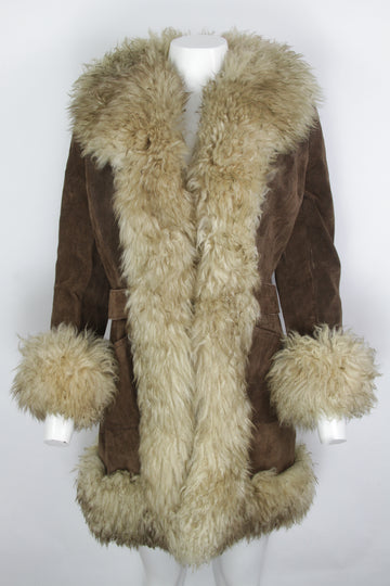 Vintage 70s Penny Lane Afghan Suede Jacket with Sheepskin collar - S