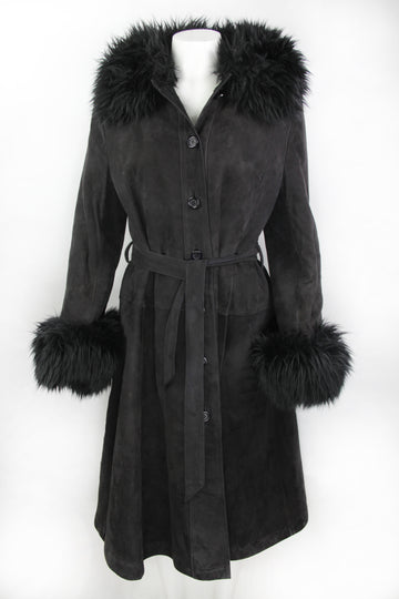 Vintage 70s Suede Pennylane Afghan Trenchcoat -  Made In England - S