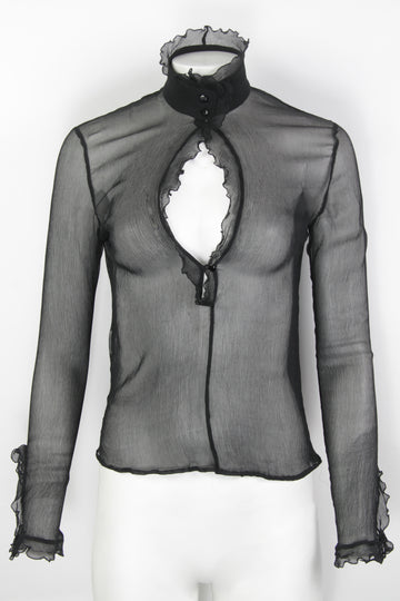 Vintage Y2k Valentino Sheer Frilled Top - S