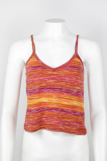 Y2k cotton strappy top - Orange and pink - M