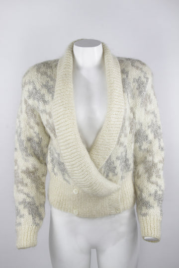 Vintage 80s mohair double breasted cardigan - M