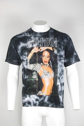 Vintage Aaliyah tie dye bleached t-shirt - Black - XL