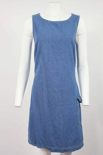 Denim shift dress with side pocket - S
