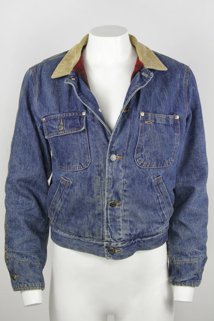 Vintage Ralph Lauren blanket lined denim jacket with cord collar