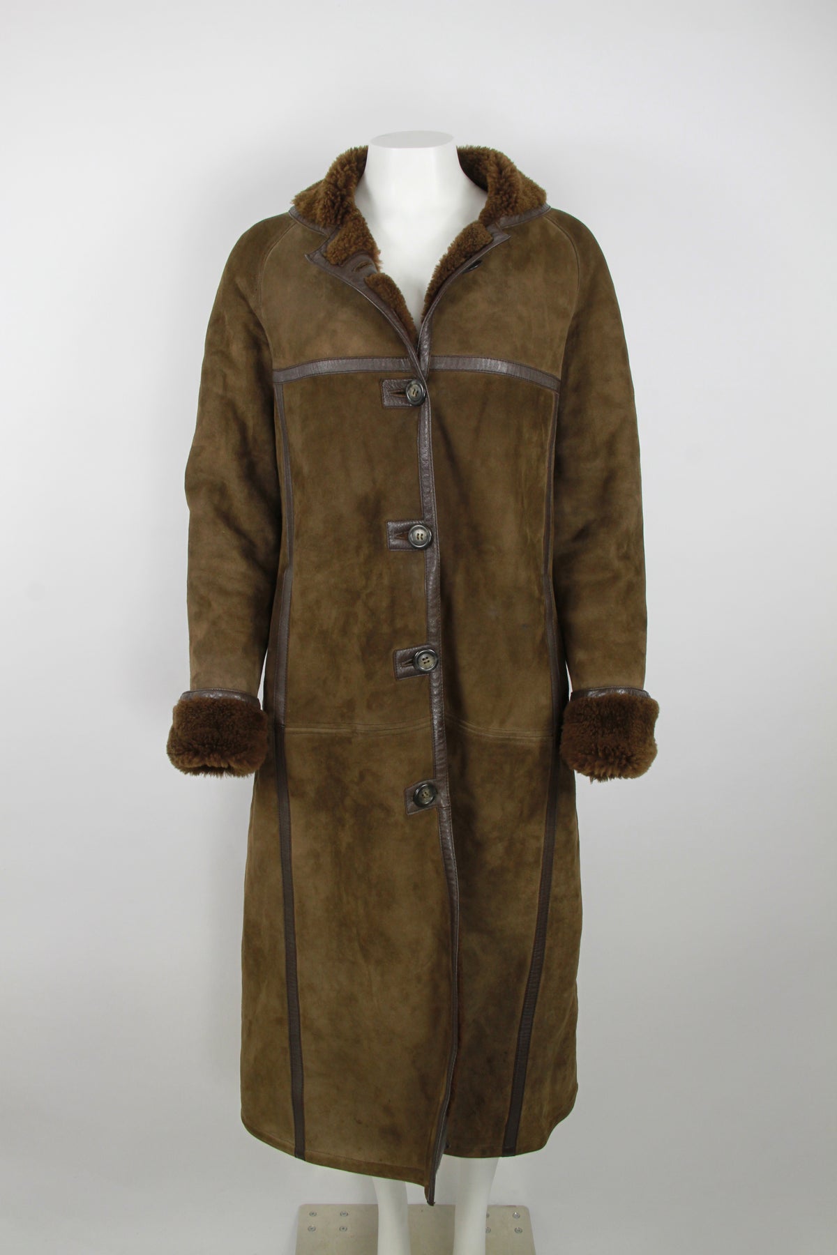 Long Vintage Celine Shearling Coat with hood - M — Pop Boutique Online