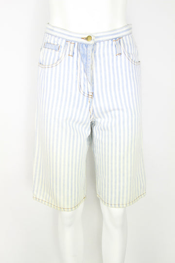 Knee length striped denim shorts - S