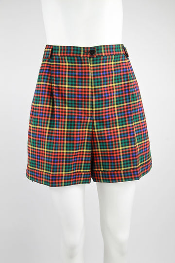 Multi colour check ladies winter shorts - L