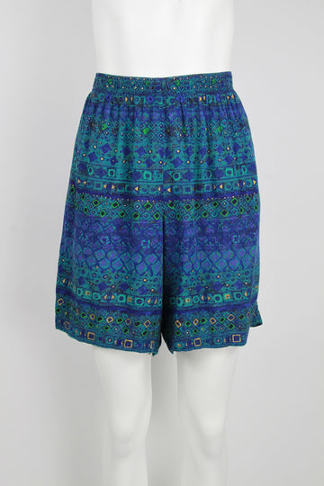 Blue green and gold 90s beach shorts - S