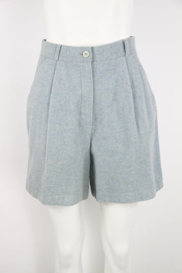Ladies Powder Blue pleated wool shorts - M